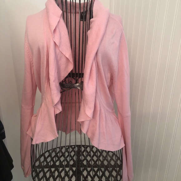 Pink Cotton Cottagecore Feminine Waterfall Collar Cardigan - Picture 2 of 4